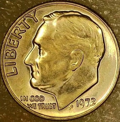 1972 Philadelphia dime reverse torch bands at magnification showing Full Bands separation diagnostic